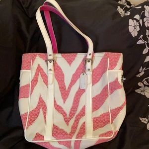 Used Coach pink and white bag